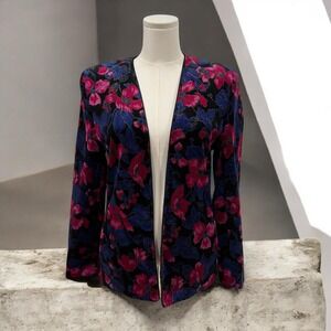 Vintage Velvet Floral Blazer Cottagecore Academia Romantic Soft Girl Jacket  10